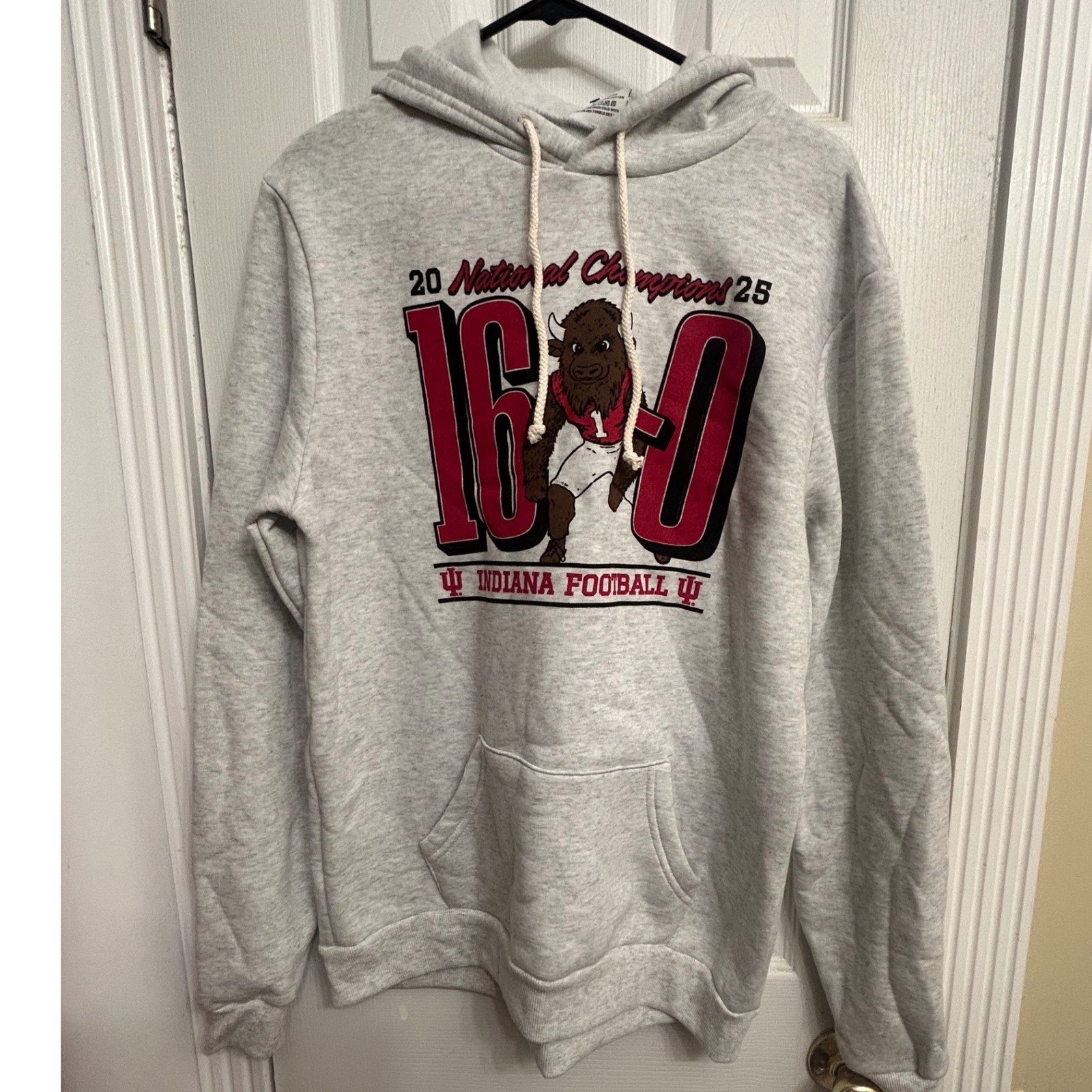 Where I'm From Indiana Football 16-0 National Champions Hoodie Gray Mens Medium